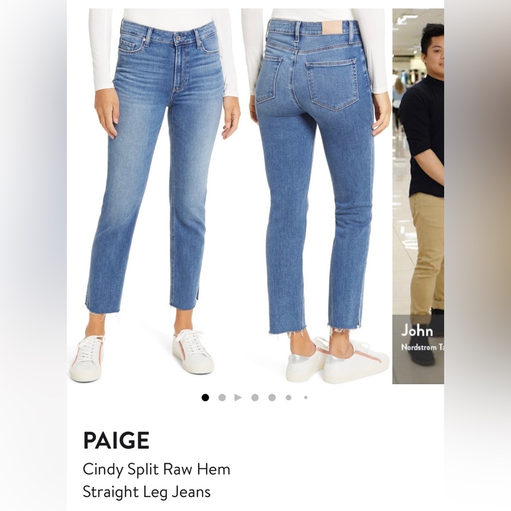 PAIGE. Cindy Split Raw Hem Straight Leg Jeans. Great condition.